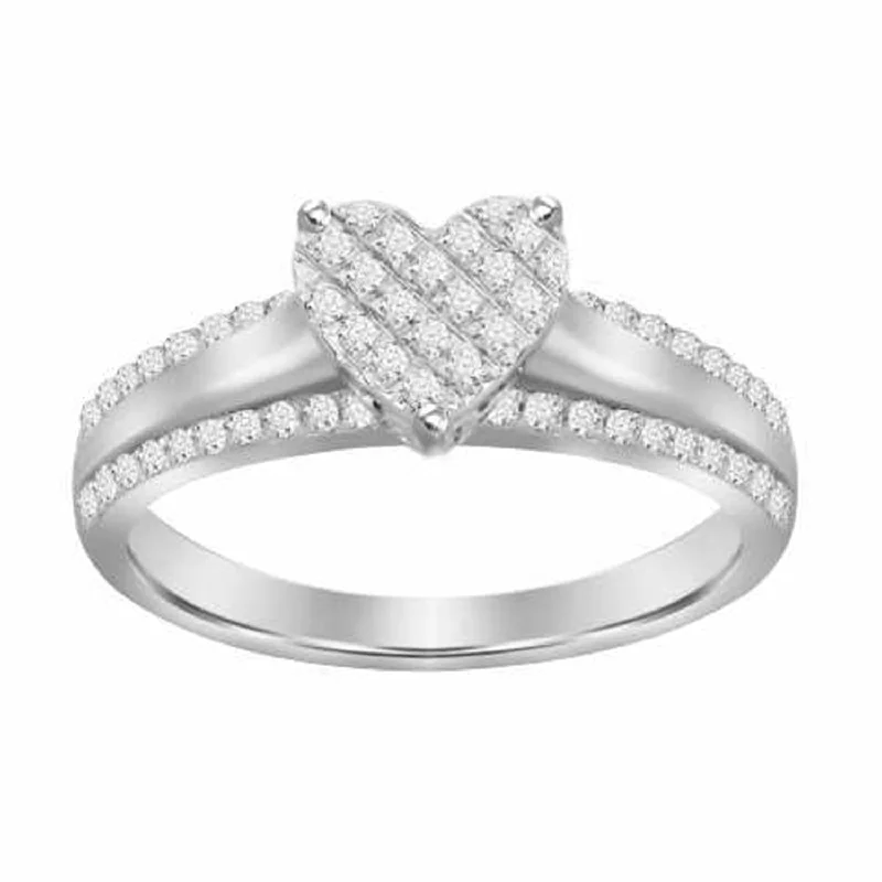 Women’s modern engagement ring-LADIES RING 0.20CT ROUND DIAMOND 10K WHITE GOLD