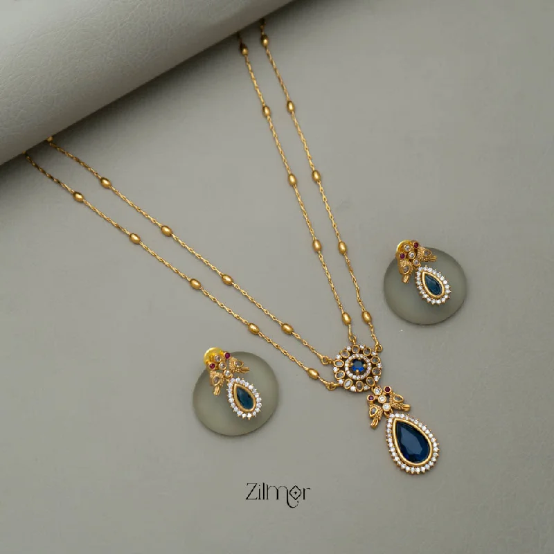 Women’s hand-crafted earrings-SN101509 - Premium Antique AD Stone Layer Necklace with Earrings