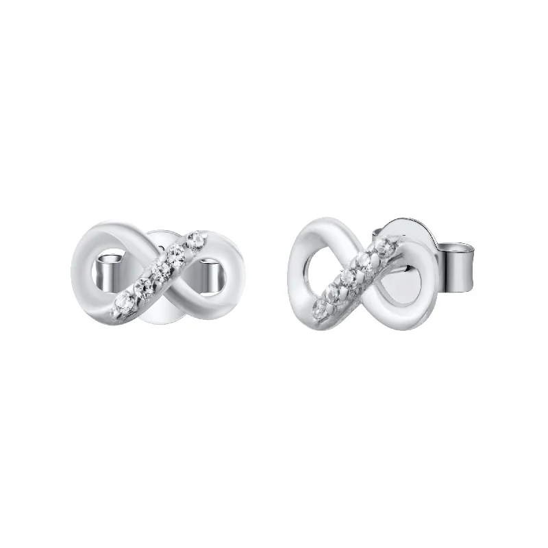 Women’s oval earrings-Infinity Love Crystal Pave Stud Earrings