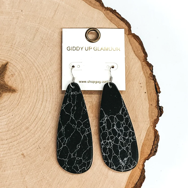 Women’s handmade diamond earrings-Set in Stone Teardrop Cutout Earrings in Black