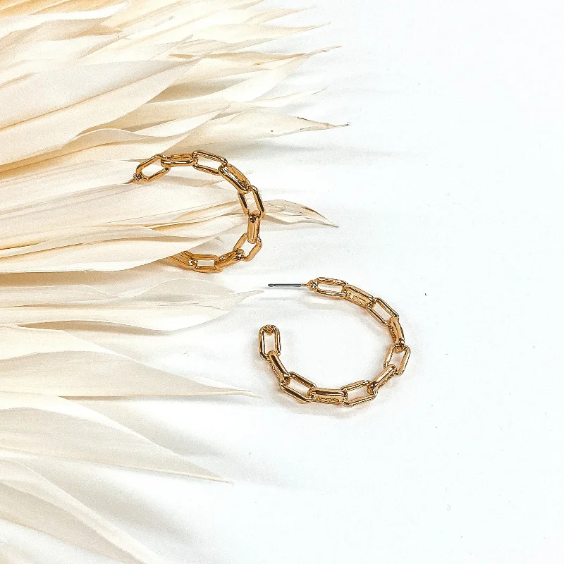 Women’s crystal earrings-Frozen in Time Hoops in Gold