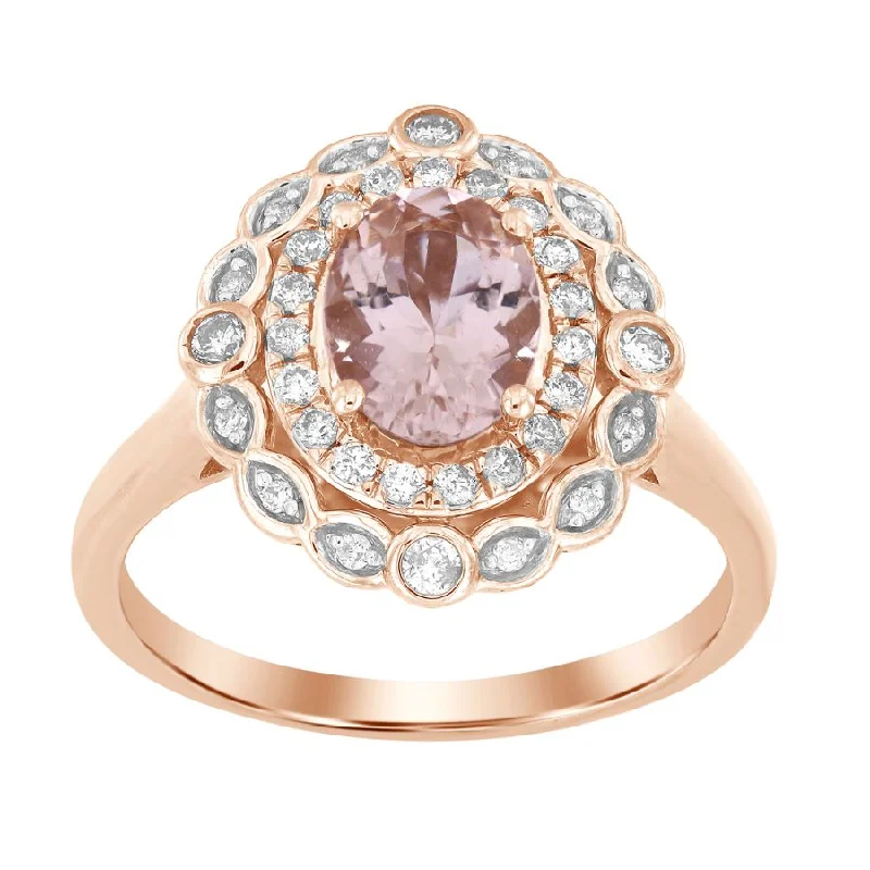 Women’s heart-shaped ring-LADIES RING 1.45CT ROUND/OVAL DIAMOND 14K ROSE GOLD (CENTER STONE 1.18 CT OVAL DIAMOND)