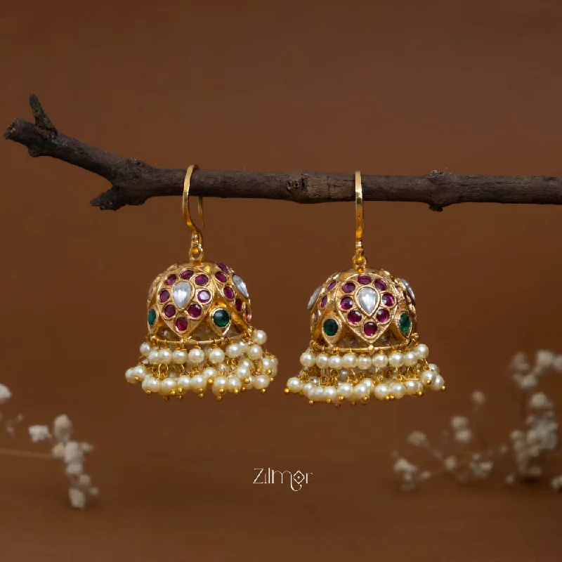 Women’s gemstone earrings-SN101899  - Hoop Jhumka Earrings