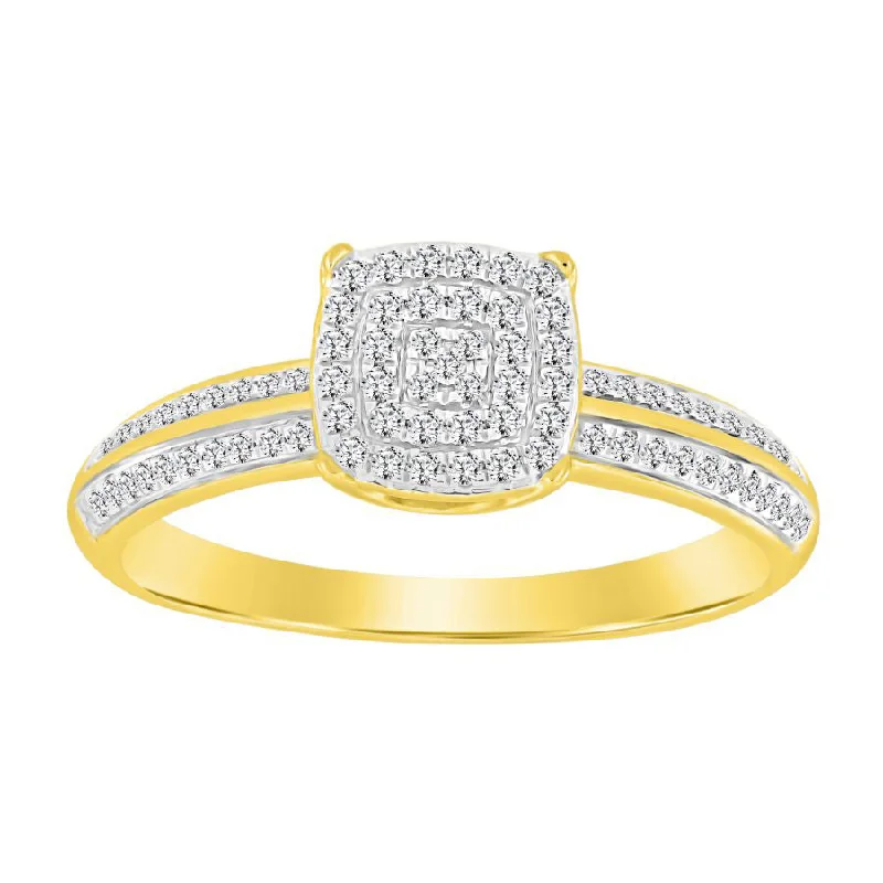 Women’s fashion ring-LADIES RING 0.20CT ROUND DIAMOND 10K YELLOW GOLD