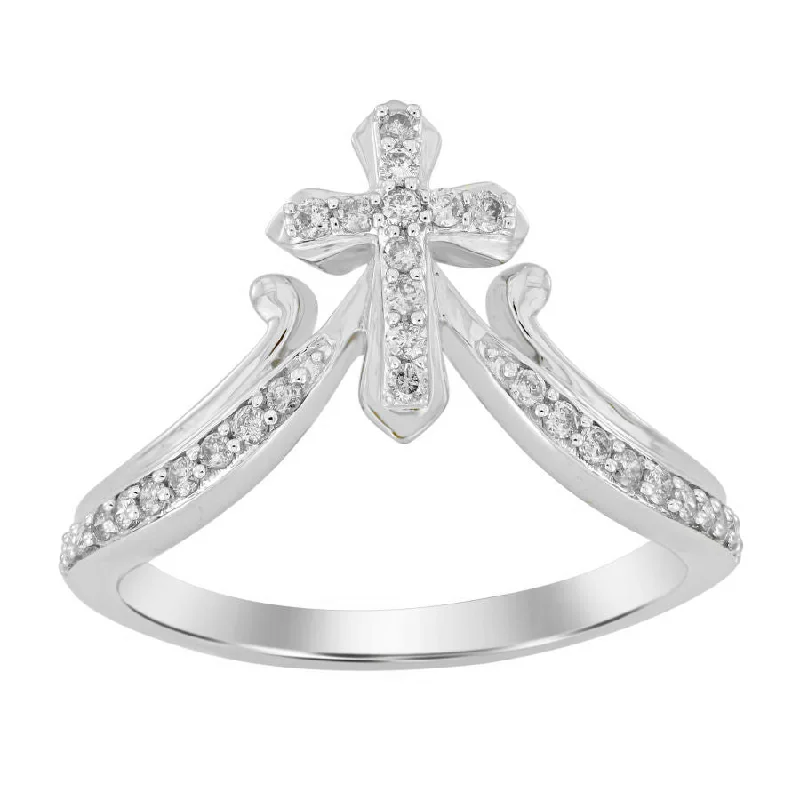 Women’s diamond-studded ring-LADIES RING 0.25CT ROUND DIAMOND 10K WHITE GOLD