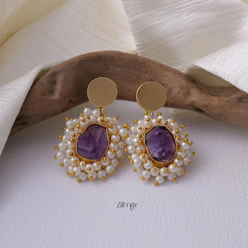 Women’s luxurious earrings-AS101050 - Natural Raw Stone Earrings (color option)