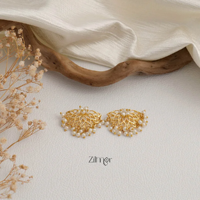 Women’s statement earrings-Gold toned Pearl Clustering stud Earrings - AS100422