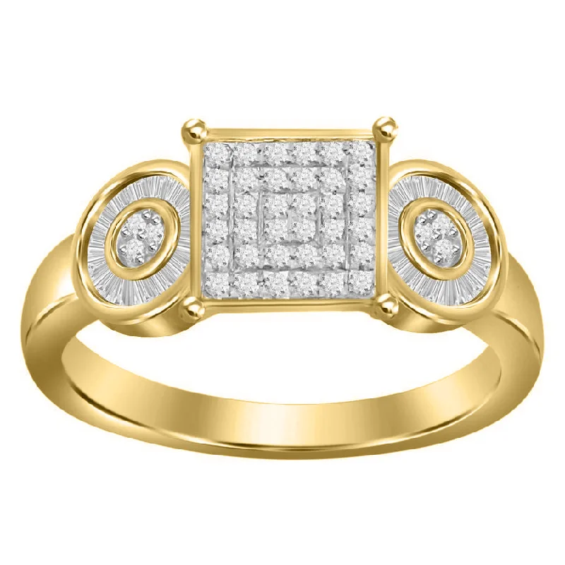 Women’s engagement ring set-LADIES RING 0.25CT ROUND/BAGUETTE DIAMOND 10K YELLOW GOLD