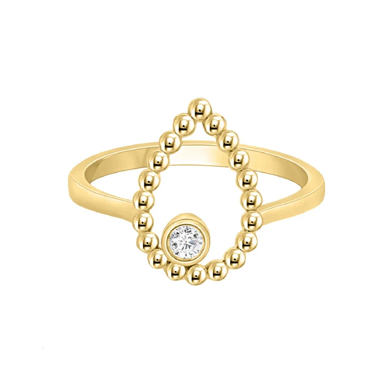 Women’s eco-friendly diamond ring-LADIES RING 0.05CT ROUND DIAMOND 10K YELLOW GOLD