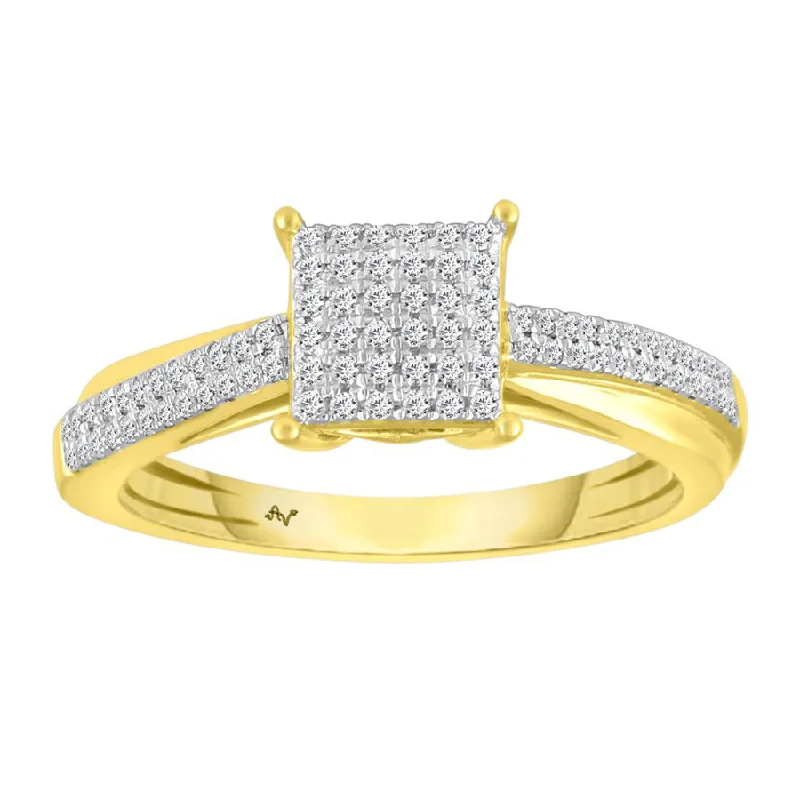 Women’s oval diamond ring-LADIES RING 0.25CT ROUND DIAMOND 10K YELLOW GOLD