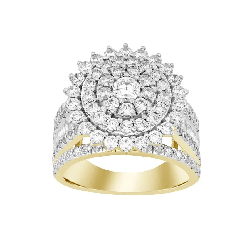 Women’s sparkling gemstone ring-LADIES RING 3.00CT ROUND/BAGUETTE DIAMOND 10K YELLOW GOLD