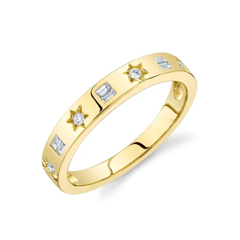 Women’s vintage engagement ring-Baguette Star Ring