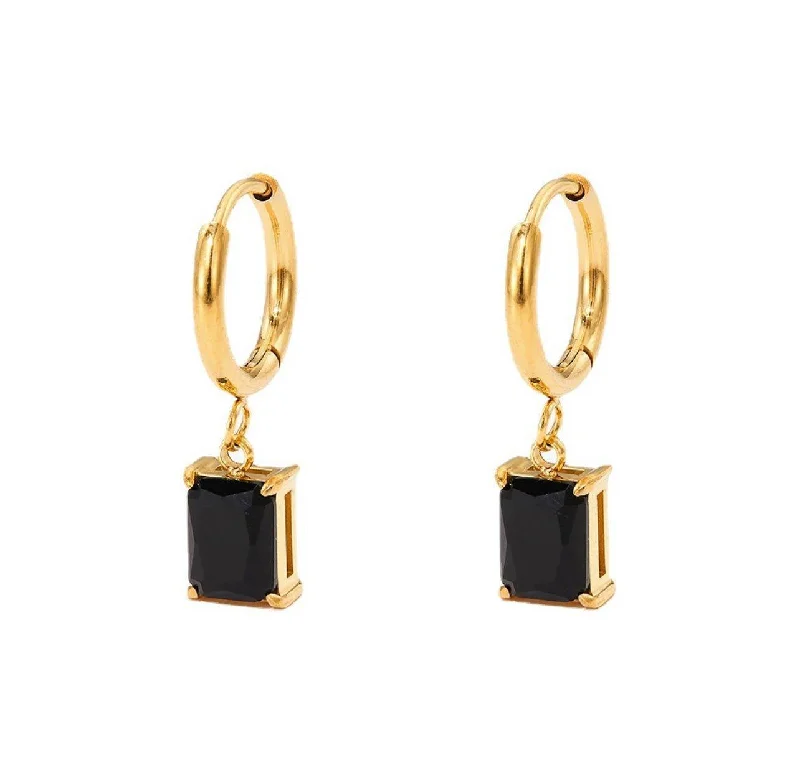 Women’s glamorous earrings-Onyx Hoop Earrings