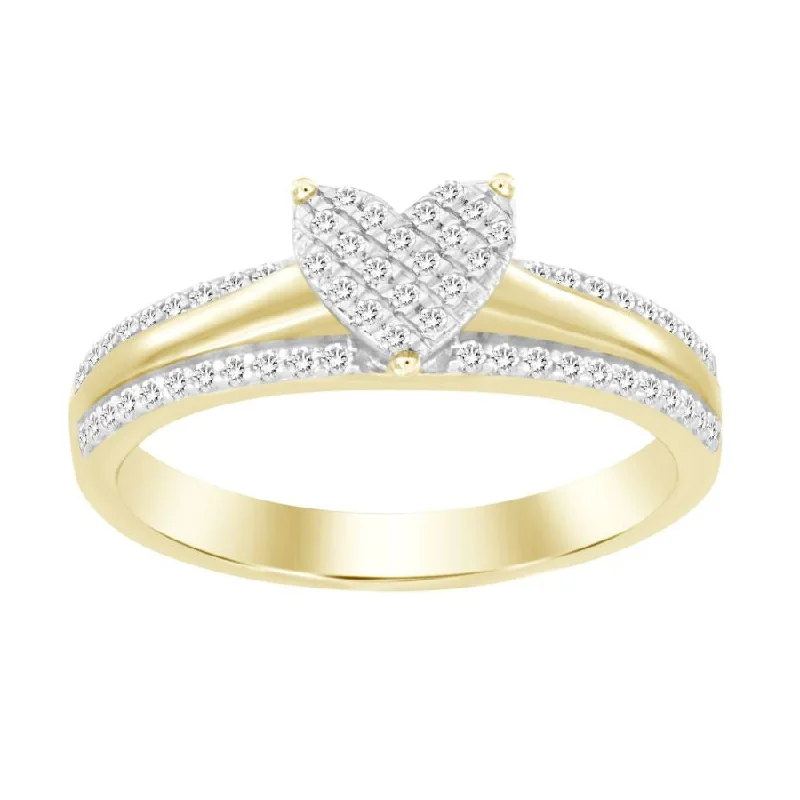 Women’s chunky ring-LADIES RING 0.20CT ROUND DIAMOND YELLOW GOLD/STERLING SILVER