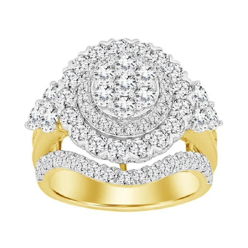 Women’s pearl ring-LADIES RING 3.00CT ROUND/BAGUETTE DIAMOND 10K YELLOW GOLD