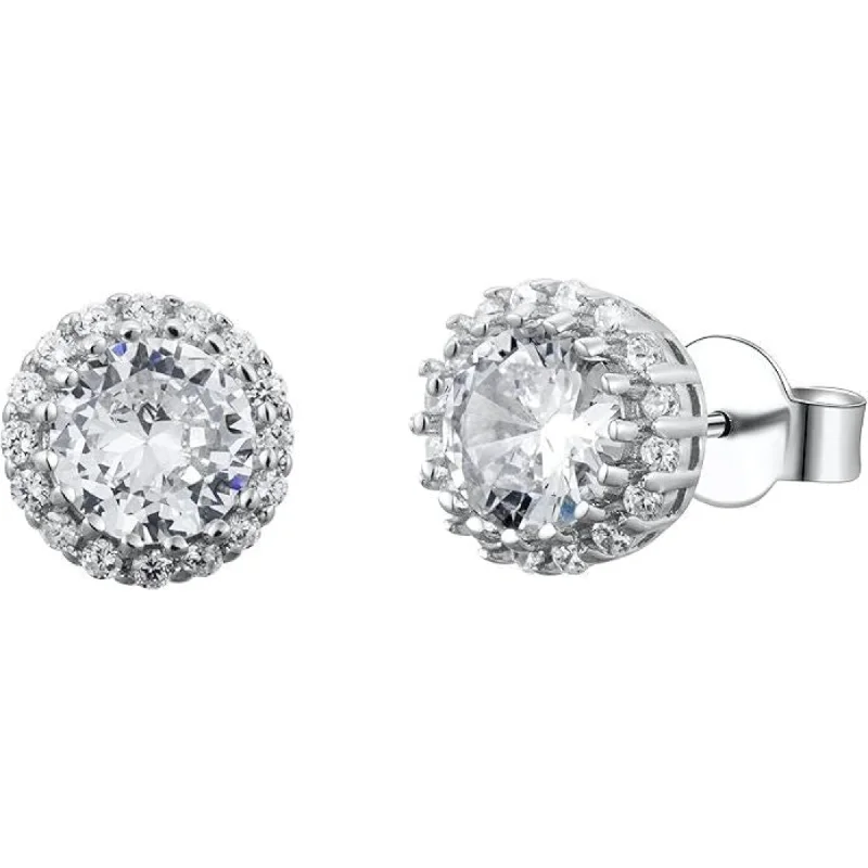 Women’s bridal earrings-Dazzling Round Cubic Zirconia Stud Earrings