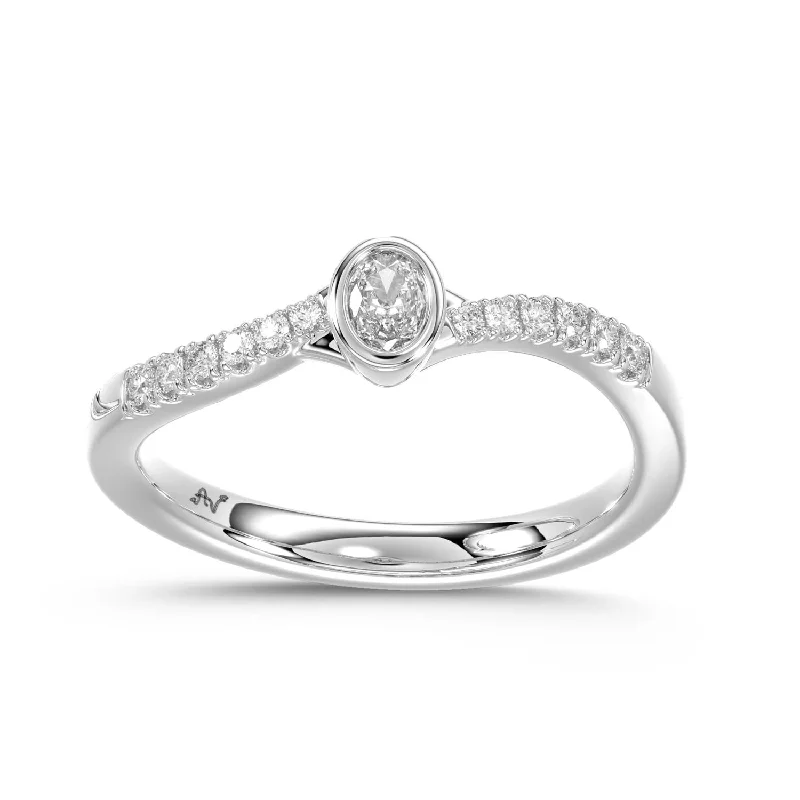 Women’s stackable ring-LADIES RING 0.25CT ROUND/OVAL DIAMOND 14K WHITE GOLD