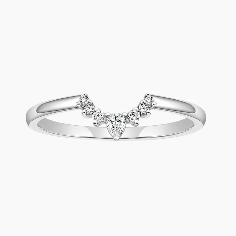 Women’s sapphire ring-Crown V Shape Sterling Ring with CZ