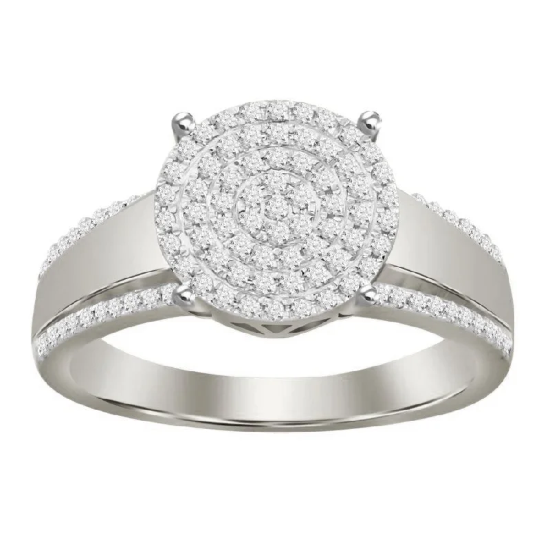 Women’s bold cocktail ring-LADIES RING 0.33CT ROUND DIAMOND 10K WHITE GOLD