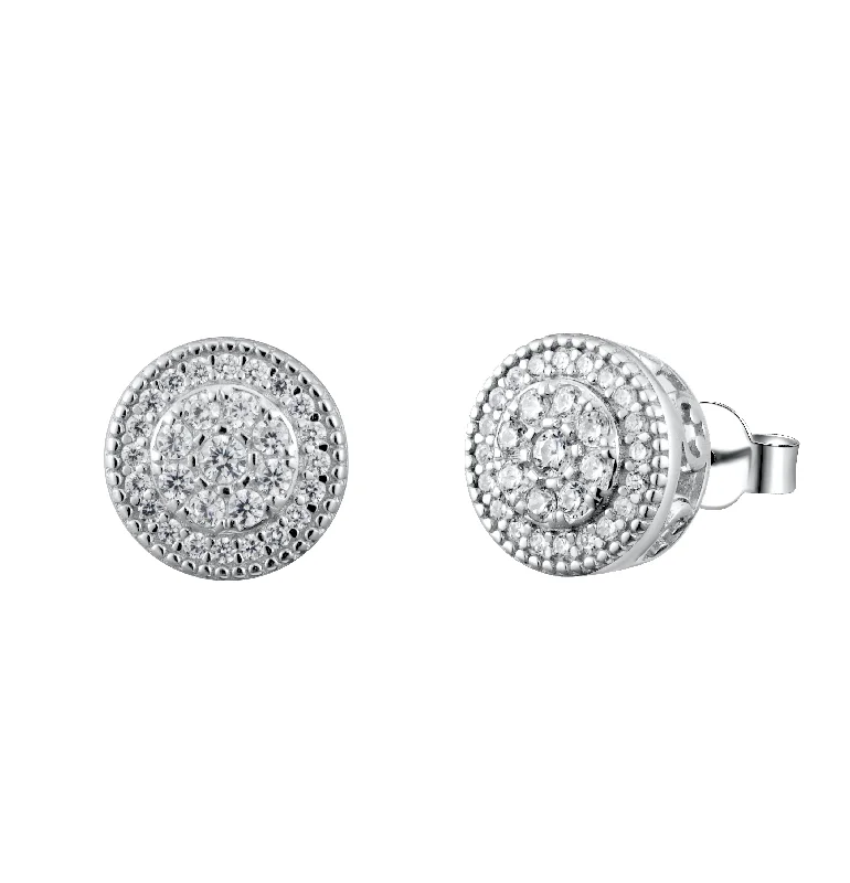 Women’s silver hoop earrings-Sparkling Halo Victorian Crystal Pave Stud Earrings