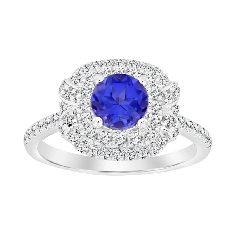 Women’s custom gemstone ring-LADIES RING 1.30CT ROUND DIAMOND 14K WHITE GOLD