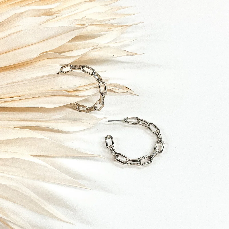 Women’s statement drop earrings-Frozen in Time Hoops in Silver