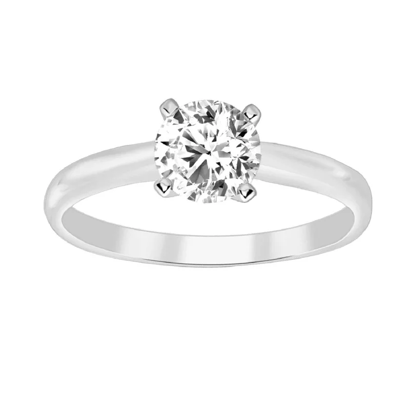 Women’s antique ring-LADIES SOLITAIRE RING 0.33CT ROUND DIAMOND 14K WHITE GOLD