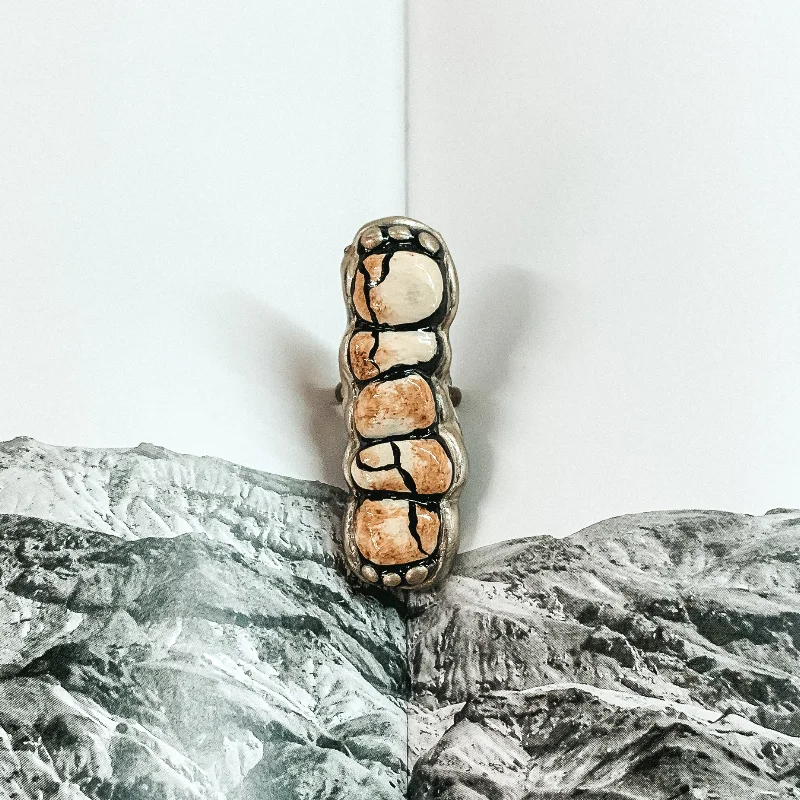 Women’s custom earrings-Boho Stacked Clay Adjustable Ring in Ivory