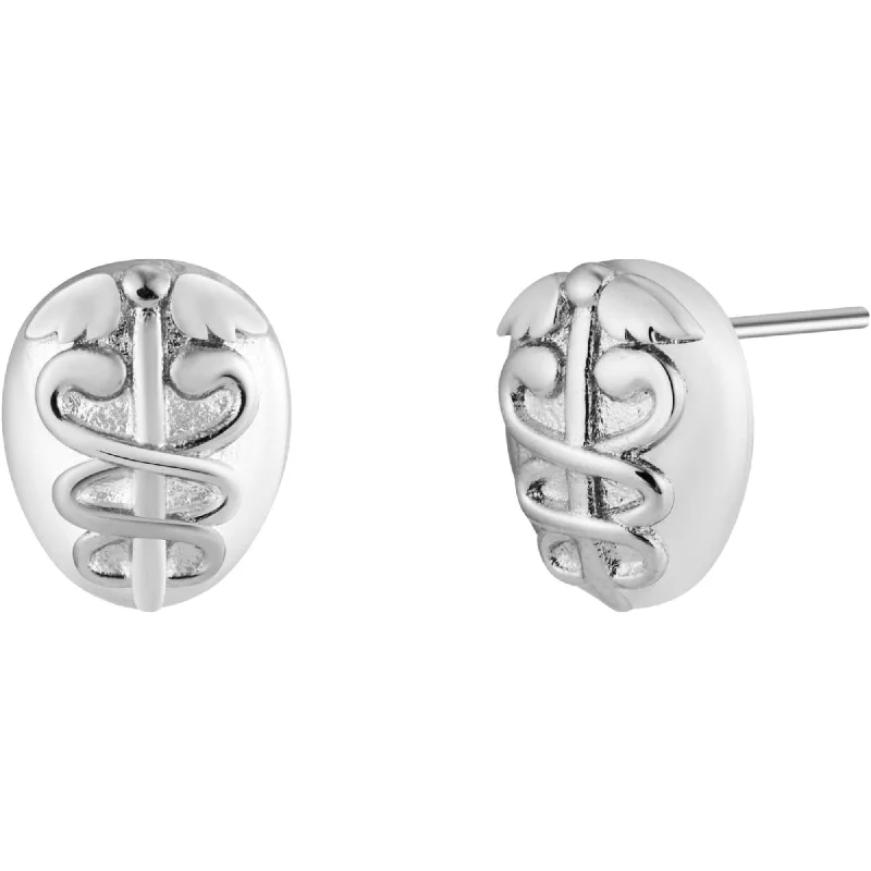 Women’s elegant drop earrings-Medical Symbol Caduceus Stud Earrings