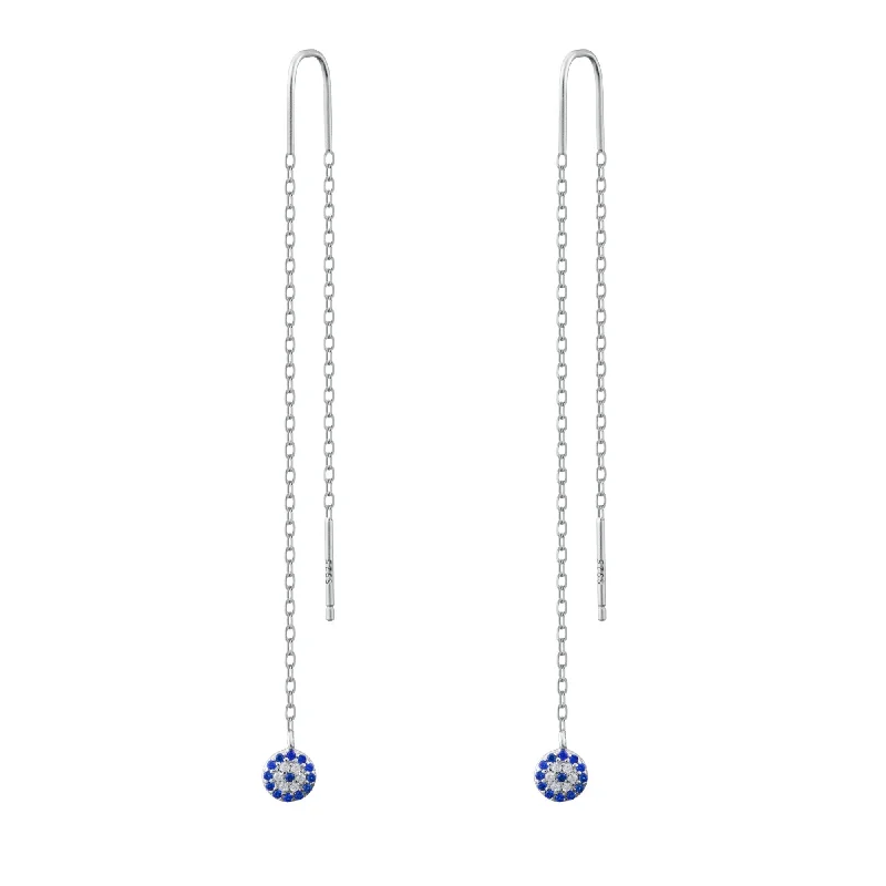 Women’s geometric drop earrings-Crystal Pave Evil Eye Riviere Statement Drop Earrings