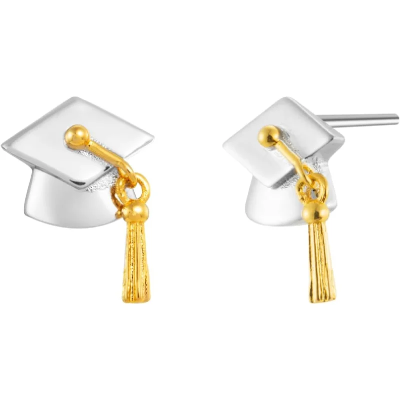 Women’s large stud earrings-Graduation Cap Earrings Studs