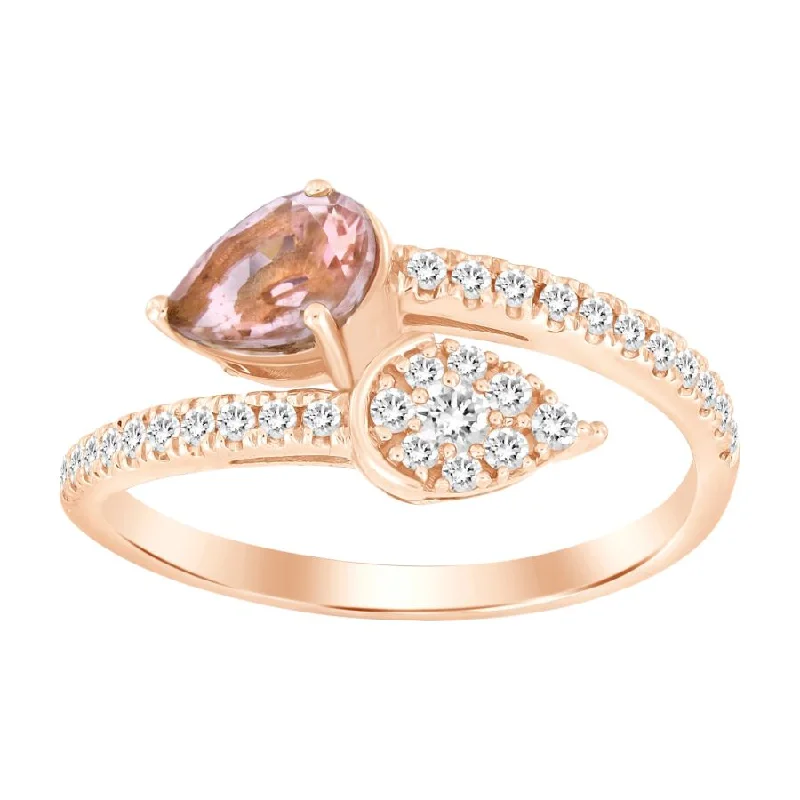 Women’s engagement ring set-LADIES RING 0.90CT ROUND/PEAR DIAMOND 10K ROSE GOLD