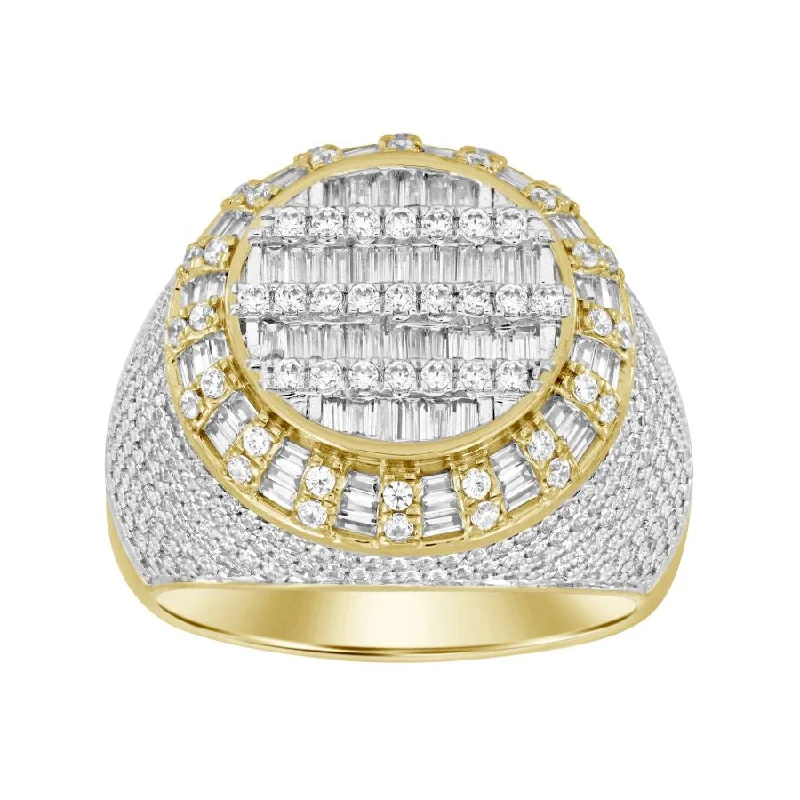 Women’s radiant diamond ring-MEN'S RING 2.00CT ROUND/BAGUETTE DIAMOND 10K YELLOW GOLD