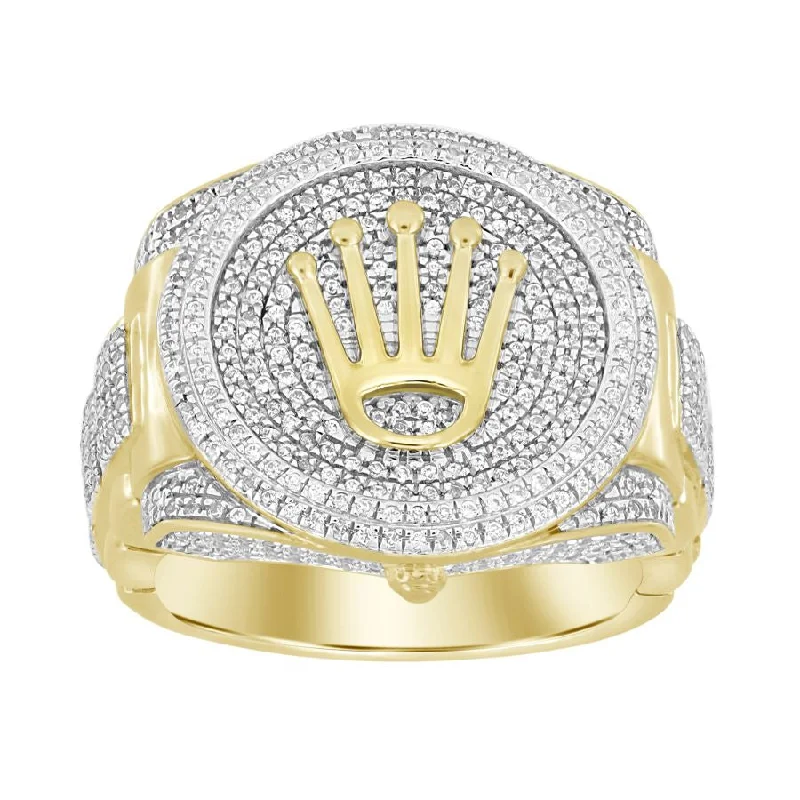 Women’s custom ring-MEN'S RING 1.00CT ROUND DIAMOND 10K YELLOW GOLD