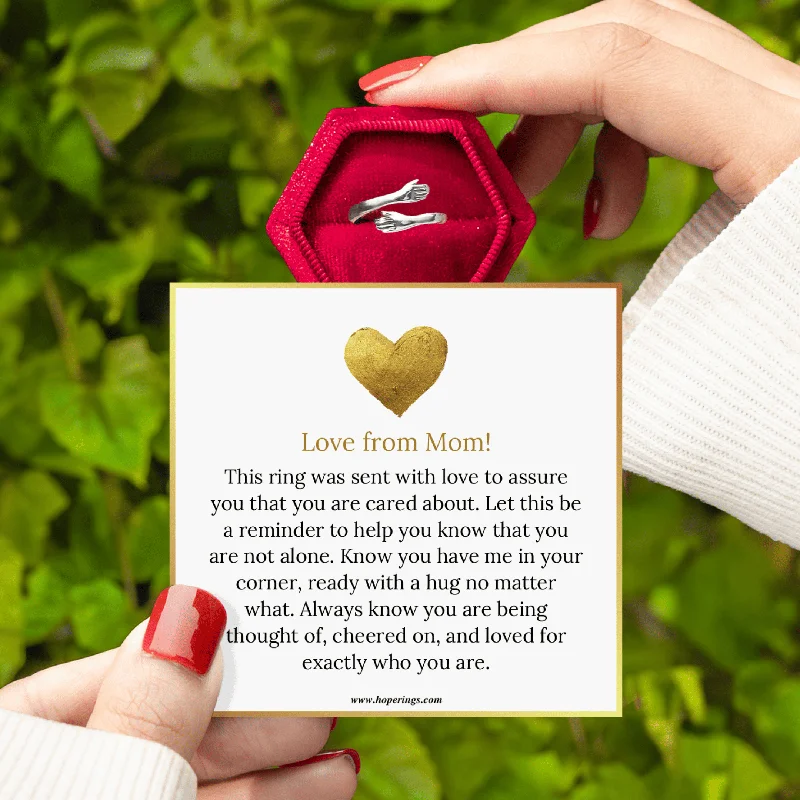 Women’s custom ring-Love From Mom Hug Ring