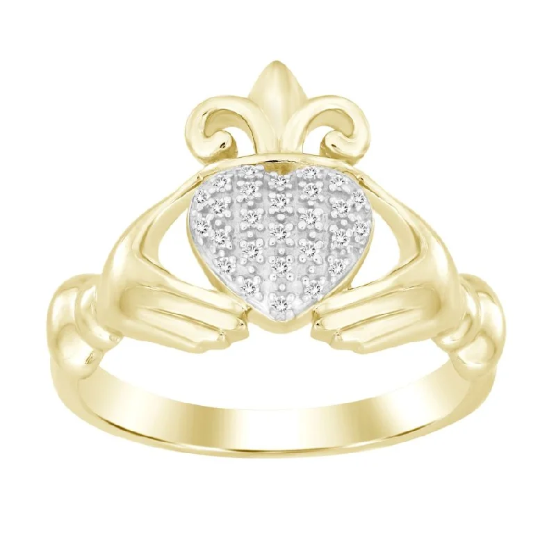 Women’s radiant diamond ring-LADIES RING 0.06CT ROUND DIAMOND YELLOW GOLD/STERLING SILVER