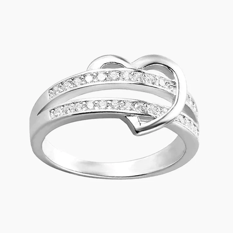 Women’s birthstone ring-Simple Heart Shaped Ring in 925 Sterling Silver