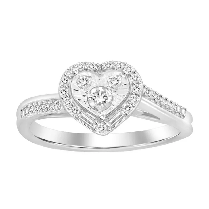 Women’s luxury diamond engagement ring-LADIES RING 0.25CT ROUND/BAGUETTE DIAMOND 10K WHITE GOLD