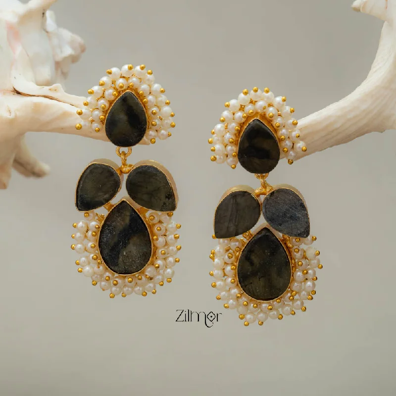 Women’s luxury earrings-Natural Raw Stone Earrings (color option) KE100391