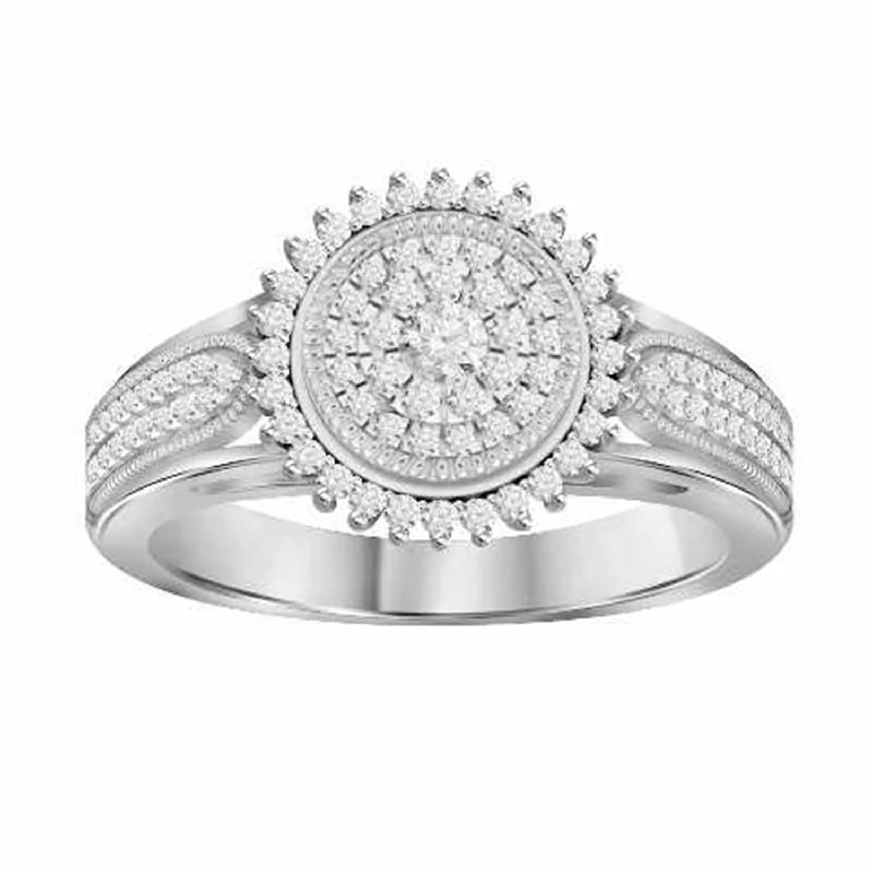 Women’s antique ring-LADIES RING 0.30CT ROUND DIAMOND 10K WHITE GOLD