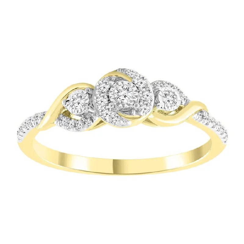 Women’s vintage engagement ring-LADIES RING 0.20CT ROUND DIAMOND 14K YELLOW GOLD