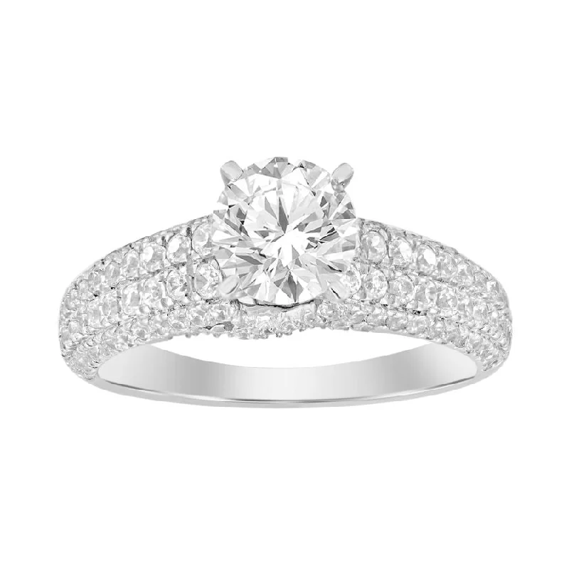 Women’s bridal ring-LADIES RING SEMI MOUNT 0.75CT ROUND DIAMOND 14K WHITE GOLD