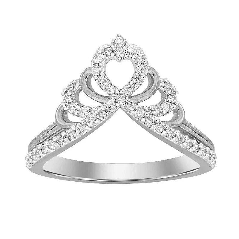 Women’s wedding ring set-LADIES RING 0.25CT ROUND DIAMOND 10K WHITE GOLD