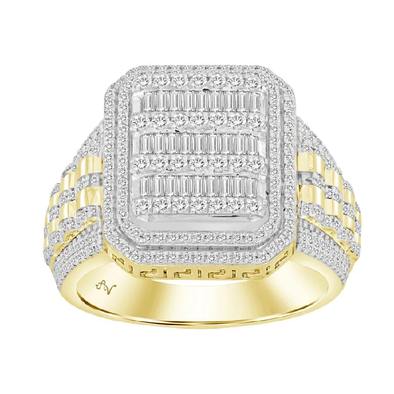 Women’s geometric ring-LADIES RING 1.00CT ROUND/BAGUETTE DIAMOND 10K YELLOW GOLD