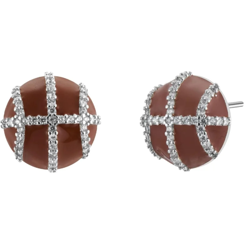 Women’s gemstone stud earrings-2D Basketball Stud Earrings