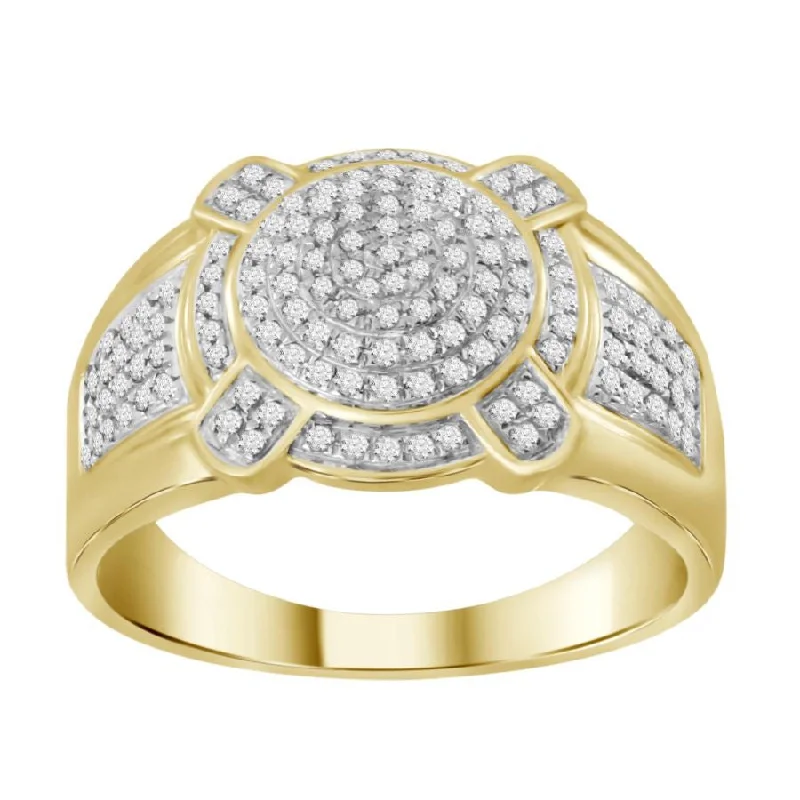 Women’s stackable diamond rings-MEN'S RING 0.50CT ROUND DIAMOND 10K YELLOW GOLD