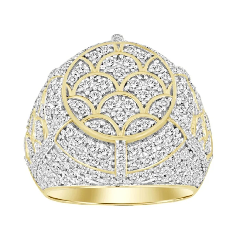 Women’s high-end ring-MEN'S RING 3.00CT ROUND DIAMOND 10K YELLOW GOLD