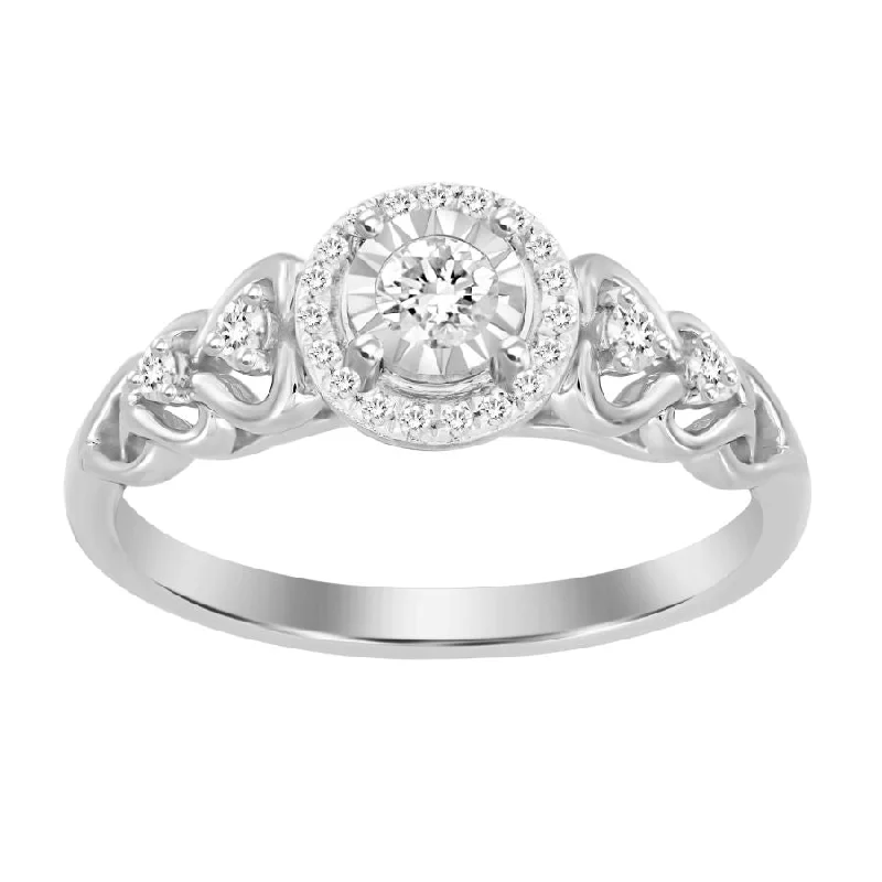 Women’s delicate gold ring-LADIES RING 0.20CT ROUND DIAMOND 10K WHITE GOLD