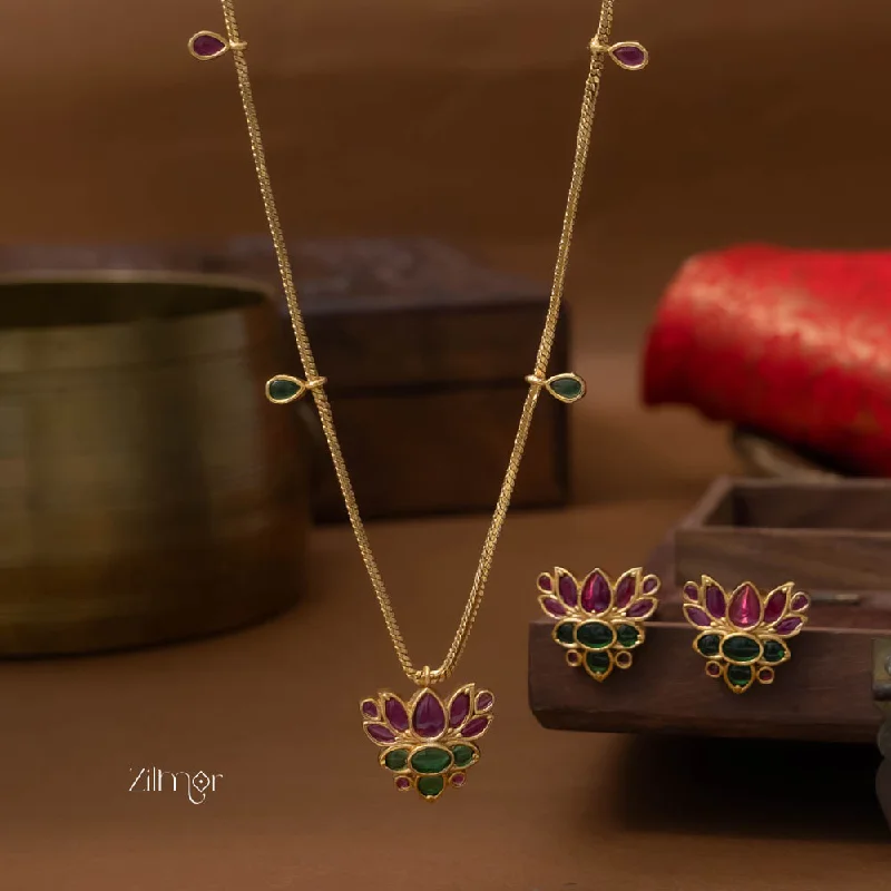 Women’s eco-friendly earrings-SN101786 -   Antique Kemp Lotus Neckpiece Earrings Set