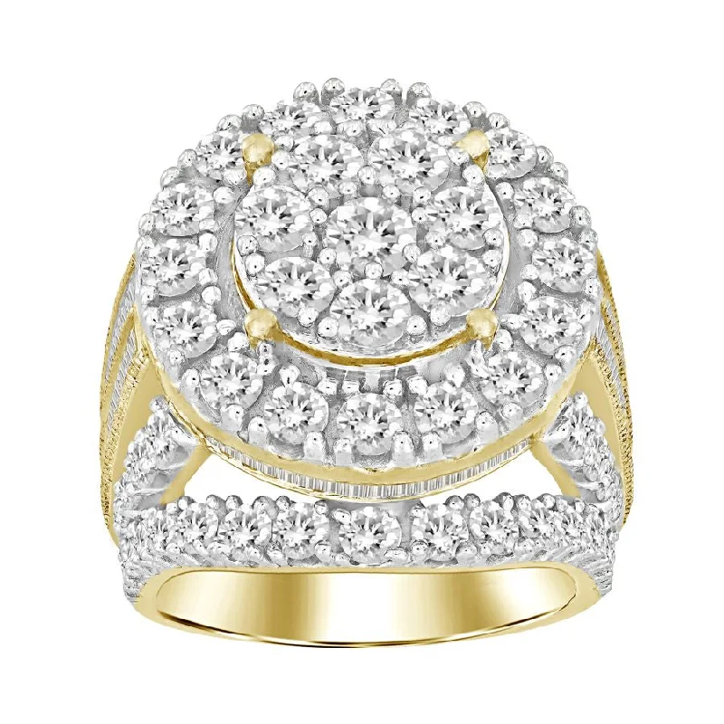 Women’s gold band ring-LADIES FASHION RING 5.00CT ROUND/BAGUETTE DIAMOND 10K YELLOW GOLD